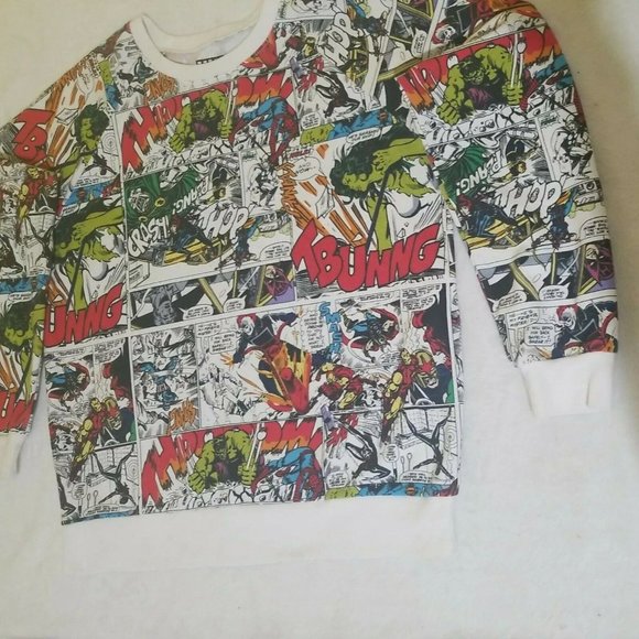 Marvel Comic Strip Heroes Women’s Medium Sweatshirt NWOT - Picture 1 of 8